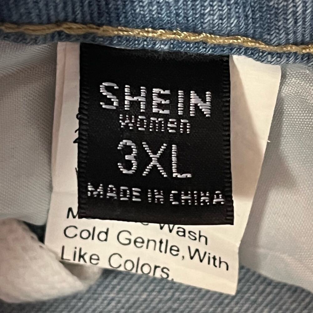 Shein Lace Up Sides Cutoff Jean Shorts Blue Size 3XL - Picture 4 of 6